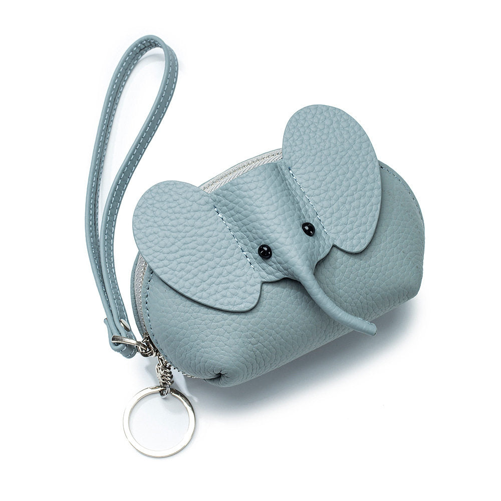 Cute Elephant-Shaped Coin Purse - Multi-Use Zippered Pouch with Wrist Strap & Key Ring