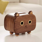 Charming Black Walnut Cat Facial Tissue Box Holder -  for Home,Office Organizer