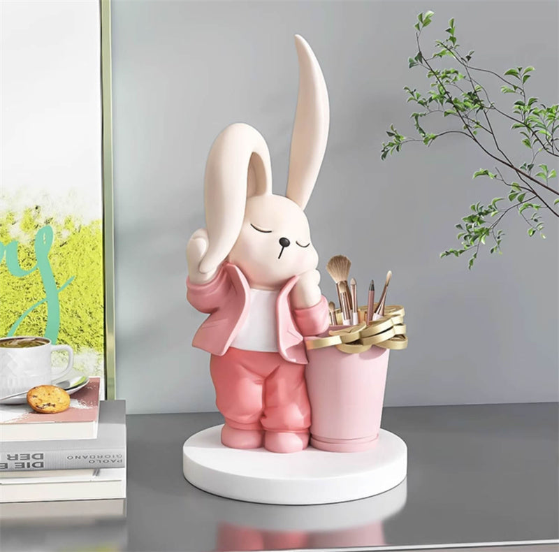 Adorable Bunny-Shaped Resin Pen Holder – Cute Desk Organizer for Pens, Pencils & Stationery