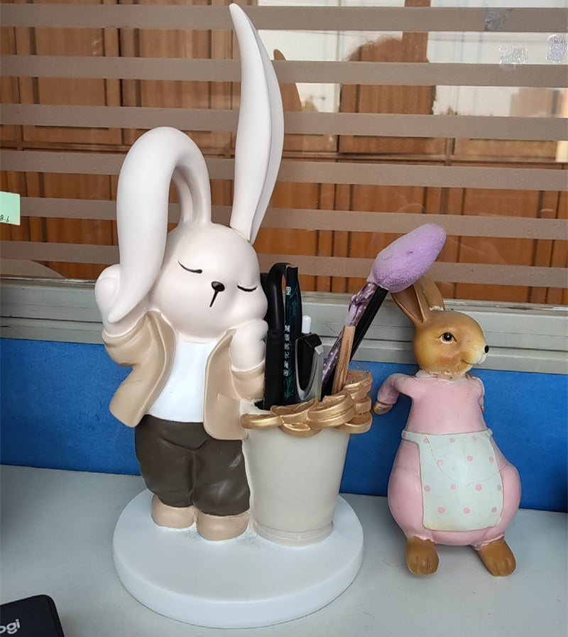Adorable Bunny-Shaped Resin Pen Holder – Cute Desk Organizer for Pens, Pencils & Stationery