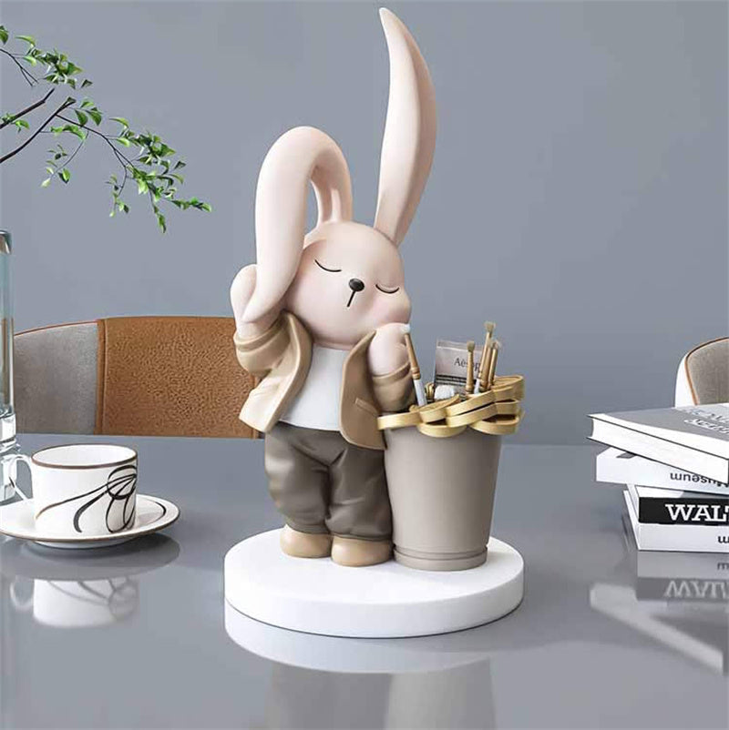 Adorable Bunny-Shaped Resin Pen Holder – Cute Desk Organizer for Pens, Pencils & Stationery