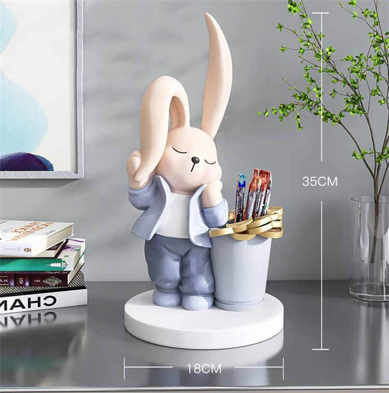 Adorable Bunny-Shaped Resin Pen Holder – Cute Desk Organizer for Pens, Pencils & Stationery