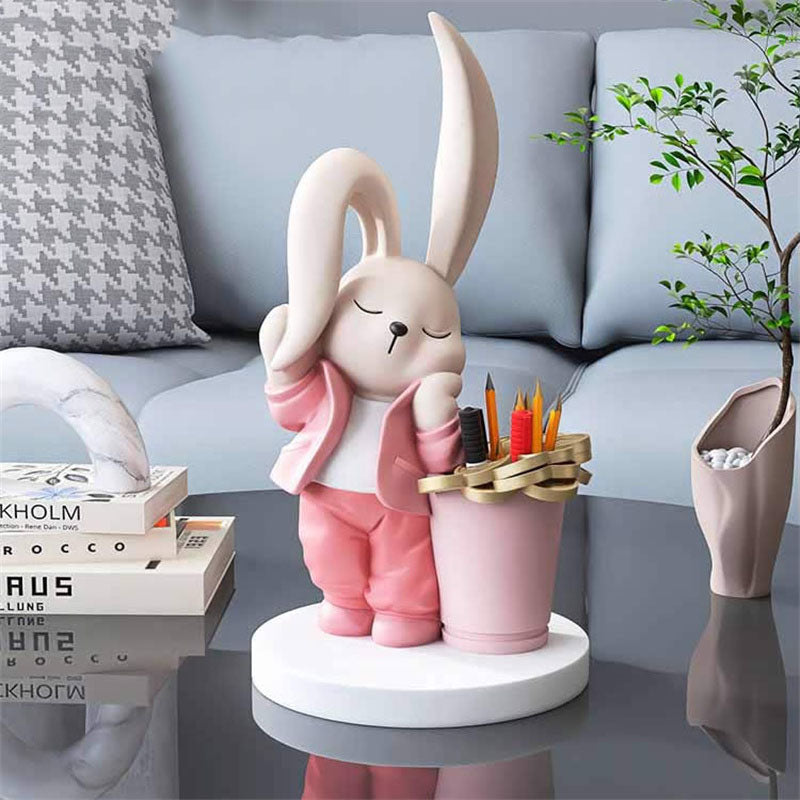 Adorable Bunny-Shaped Resin Pen Holder – Cute Desk Organizer for Pens, Pencils & Stationery