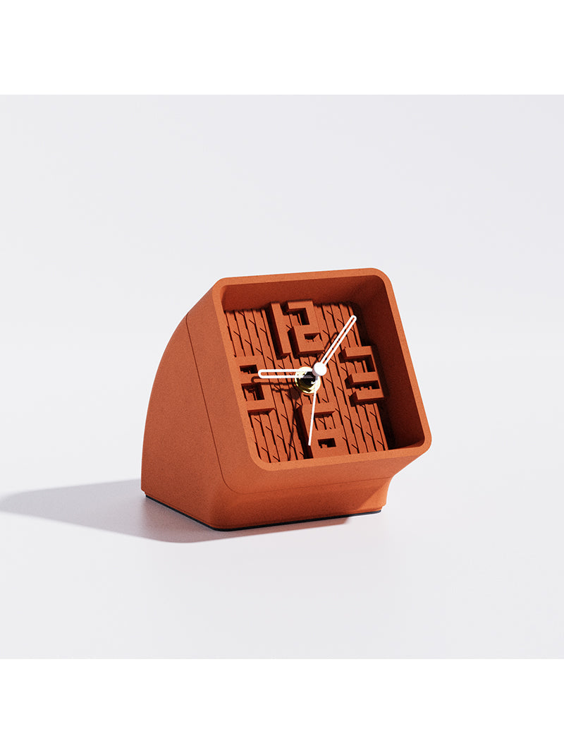 Concrete Desk Clock, Modern Geometric Table Clock with Unique 3D Number Design