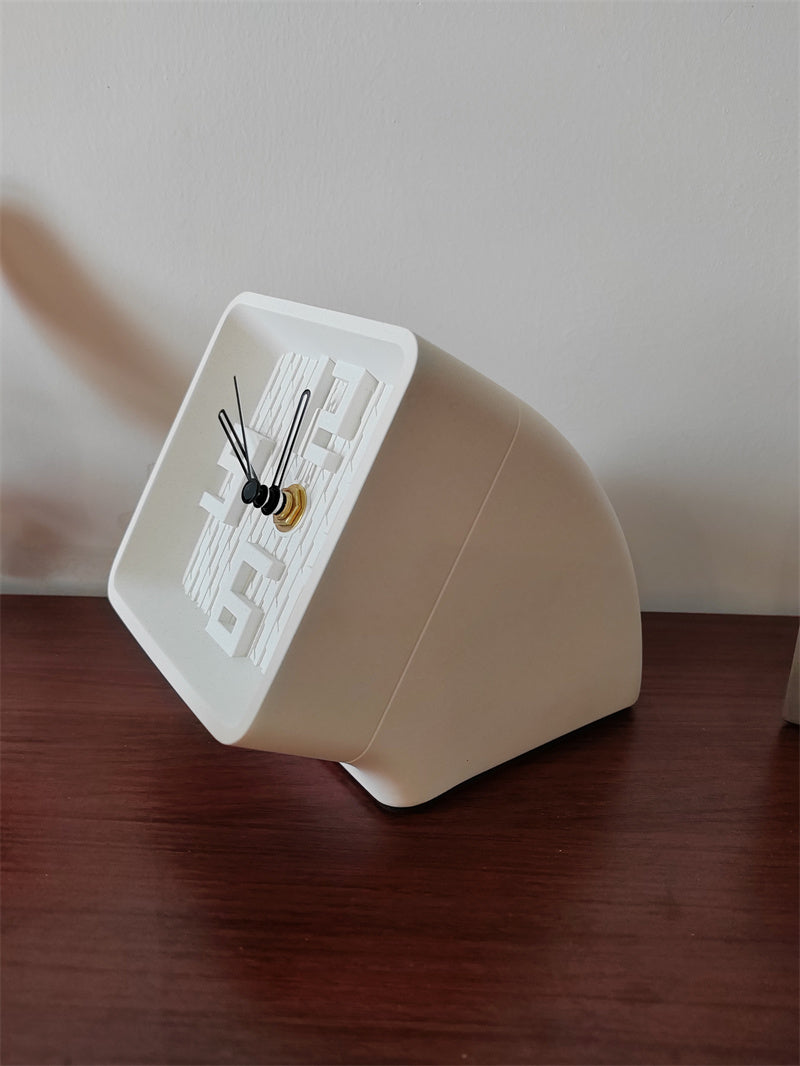 Concrete Desk Clock, Modern Geometric Table Clock with Unique 3D Number Design