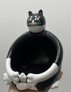 Cute Cat-Shaped Storage Holder – Adorable Black & White Cat Organizer for Remote Controls & Small Items