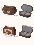 Cute Cat - Shaped Wooden Jewelry Box, Travel - Friendly Organizer for Rings, Earrings & Necklaces