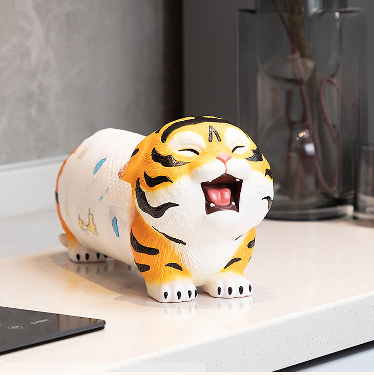 Cute Tiger Toilet Paper Holder – Desktop & Bathroom Tissue Dispenser for Kitchen, Vanity & Home Décor