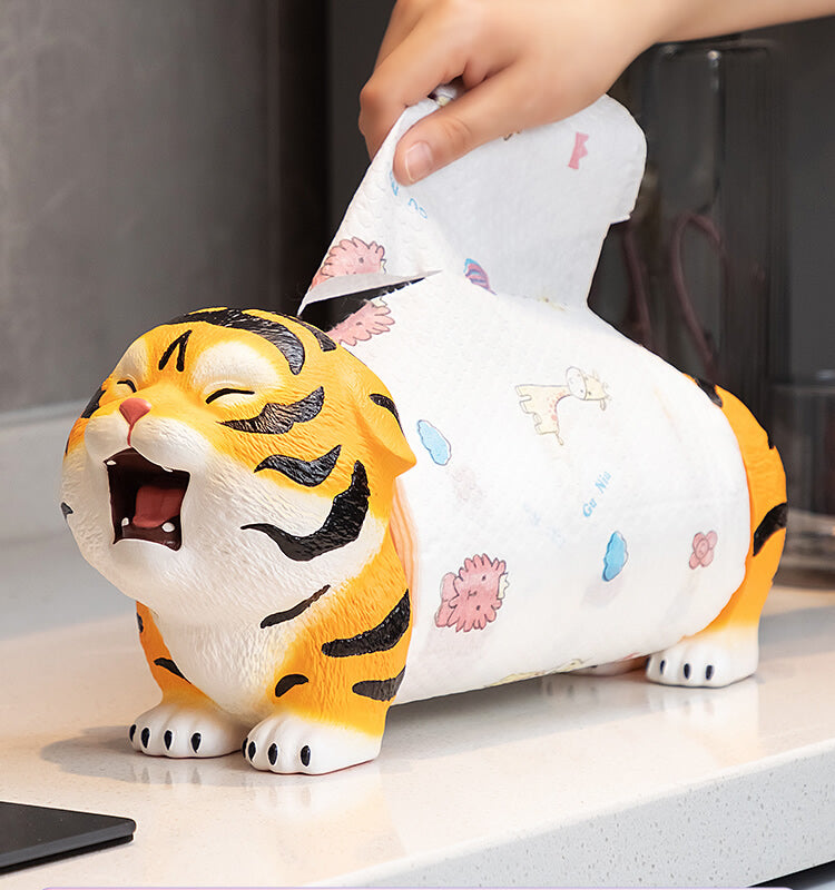 Cute Tiger Toilet Paper Holder – Desktop & Bathroom Tissue Dispenser for Kitchen, Vanity & Home Décor
