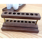 Double-Layer Wooden Pen Holder with Brass Accents, 8 - Slot Desk Organizer for Pens & Markers