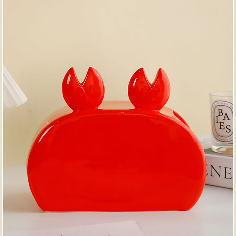 Cute Crab - Shaped Ceramic Tissue Box with Phone Stand, 2 - in - 1 Bathroom/Desk Organizer