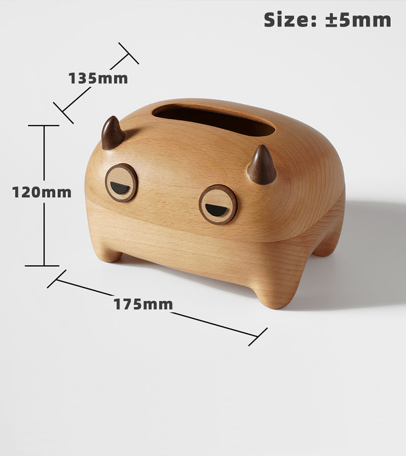 Funny Wooden Monster Tissue Box - Quirky Home & Office Decor