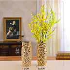 Gold Textured Ceramic Vase - Modern Decorative Home Accent