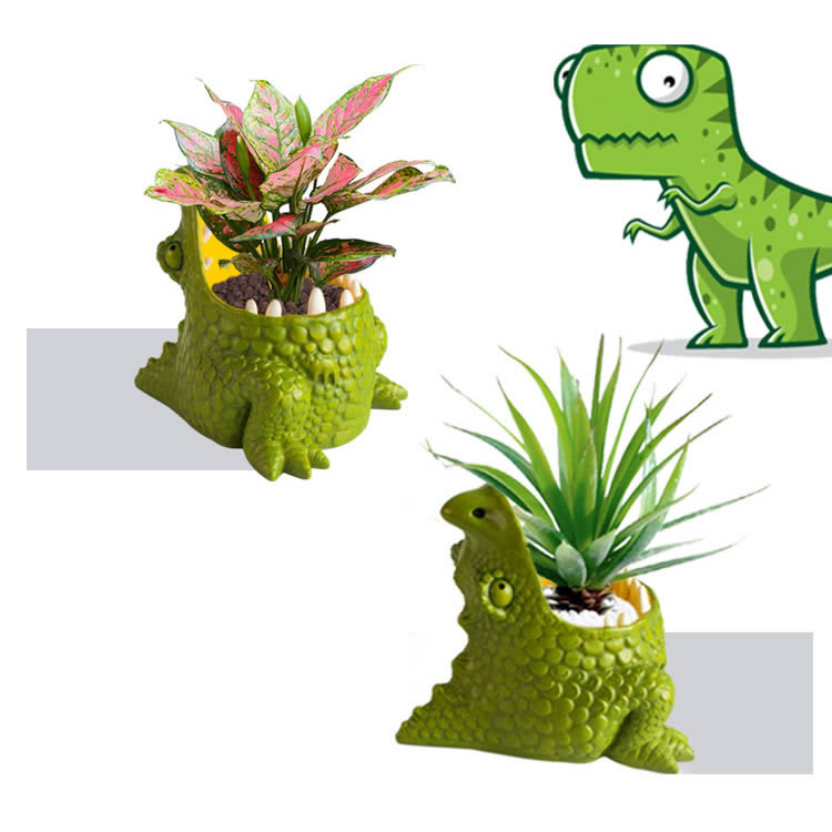 Cute Dinosaur Desk Organizer - Pen Holder, Storage & Succulent Planter