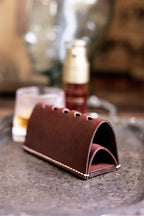 Handmade Leather Makeup Brush Holder, Vintage - Style Organizer for Cosmetic Brushes & Tools