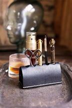 Handmade Leather Makeup Brush Holder, Vintage - Style Organizer for Cosmetic Brushes & Tools