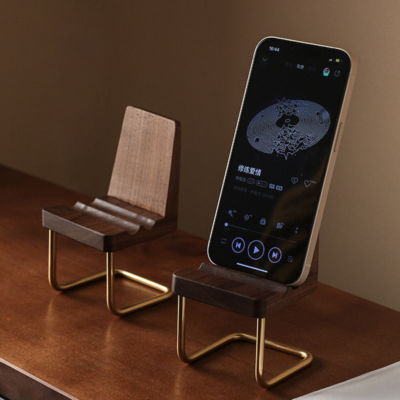 Mini Chair - Shaped Wooden Phone Stand, Decorative Cell Phone Holder for Desk