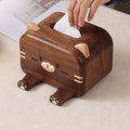 Cat - Shaped Wooden Tissue Box with Phone Stand, Cute Decorative Tissue Holder