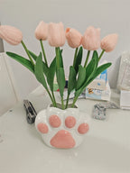 Cute Cat Paw - Shaped Ceramic Vase, Decorative Flower Holder for Home