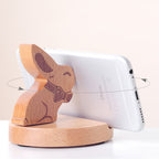 Wooden Bunny Phone Stand, Cute Rabbit - Shaped Cell Phone Holder for Desk