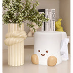 Ceramic Smiley Face Roll - Shaped Tissue Box, Cute Decorative Tissue Holder