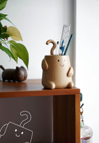 Cute Wooden Monster Desk Organizer, Multi - Function Pen Holder with Clip Storage