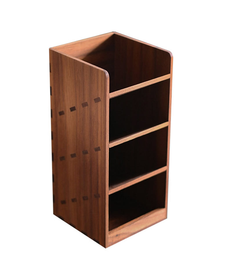 Premium Walnut Wood Desk Organizer & Pen Holder - Stylish Office & Home Storage Solution