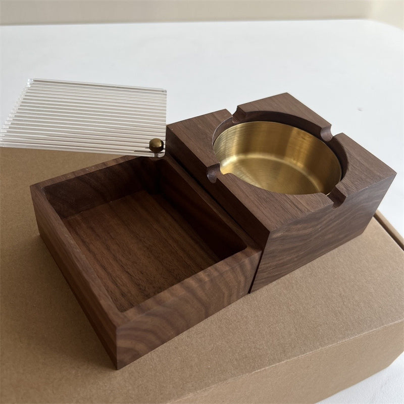 Wooden Cigarette Case with Ashtray, 2 - in - 1 Smoking Accessory Organizer