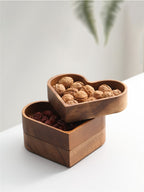 Heart - Shaped Wooden Divided Serving Tray, 4 - Compartment Snack & Appetizer Platter