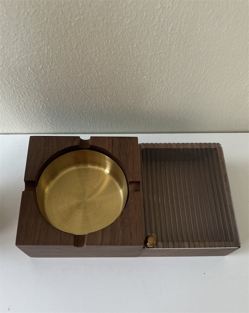 Wooden Cigarette Case with Ashtray, 2 - in - 1 Smoking Accessory Organizer