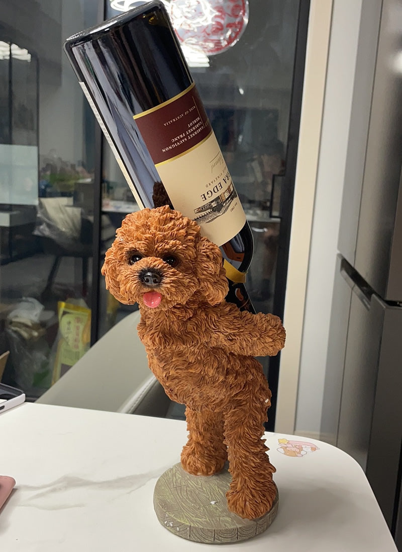 Adorable Resin Teddy Wine Bottle Holder & Decorative Dog Figurine
