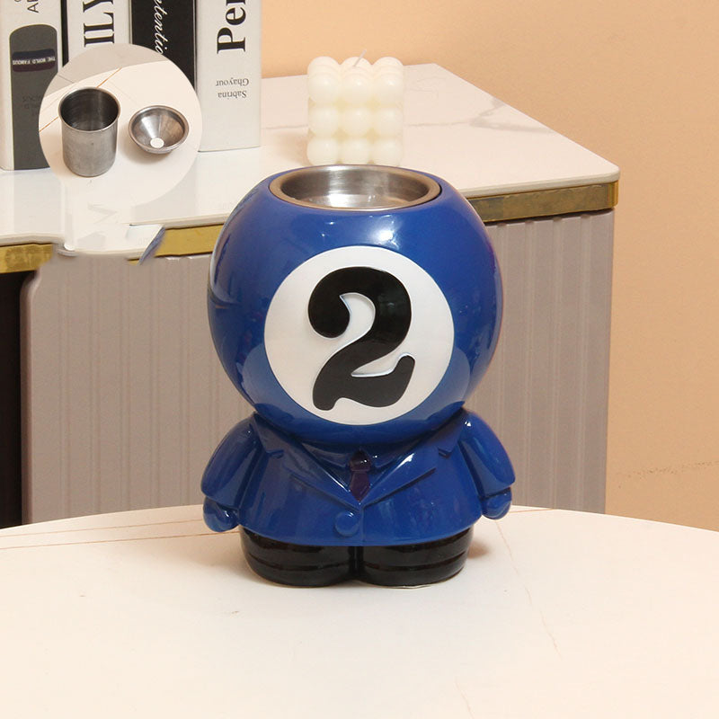 Billiard Ball - Shaped Pen Holder & Ashtray, 2 - in - 1 Desk Organizer Decor