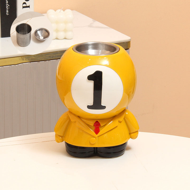 Billiard Ball - Shaped Pen Holder & Ashtray, 2 - in - 1 Desk Organizer Decor