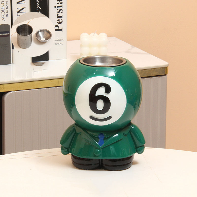 Billiard Ball - Shaped Pen Holder & Ashtray, 2 - in - 1 Desk Organizer Decor