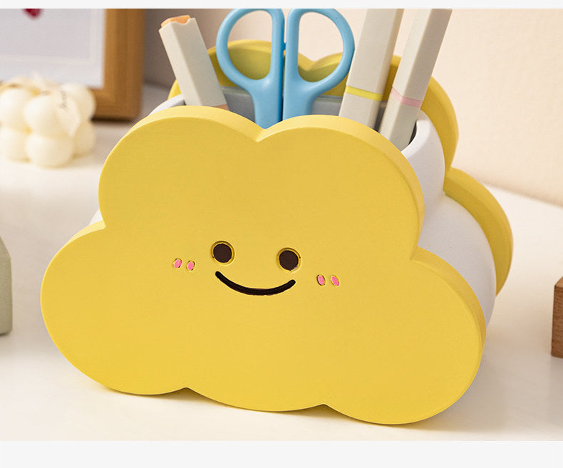 Cute Cloud Resin Pen Holder – Smiling Desk Organizer for Pens, Pencils
