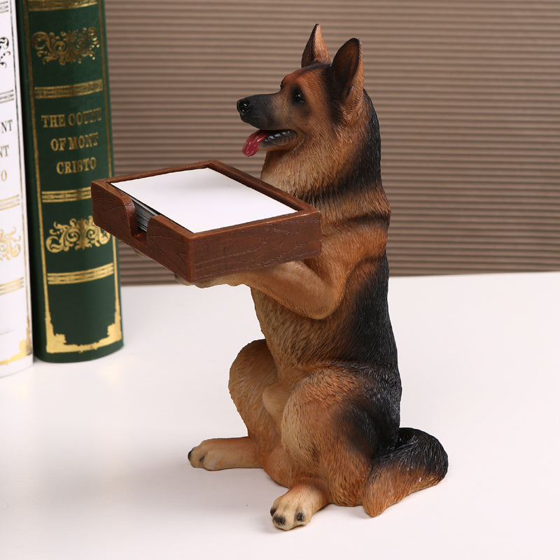 Resin Wolfdog Desk Decor Figurine ,Office Business Card Holder