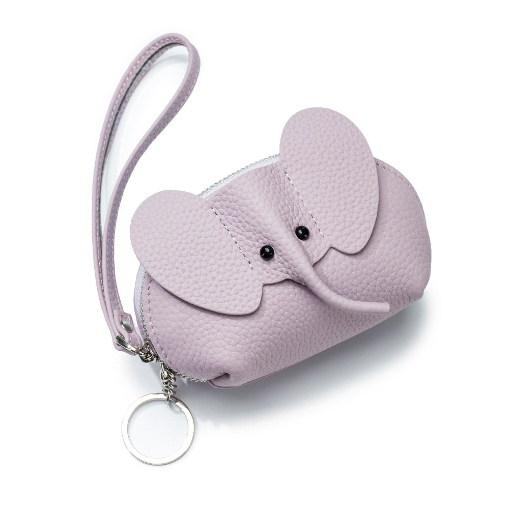 Cute Elephant-Shaped Coin Purse - Multi-Use Zippered Pouch with Wrist Strap & Key Ring