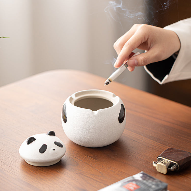 Panda - Shaped Ceramic Ashtray, Cute Animal - Themed Cigarette Ashtray