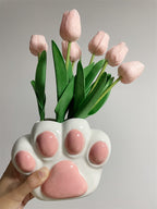 Cute Cat Paw - Shaped Ceramic Vase, Decorative Flower Holder for Home