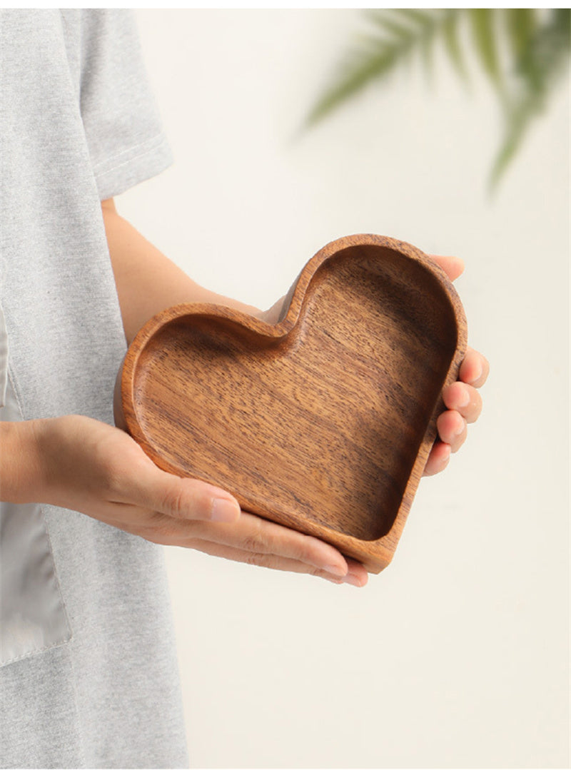 Heart - Shaped Wooden Divided Serving Tray, 4 - Compartment Snack & Appetizer Platter