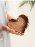 Heart - Shaped Wooden Divided Serving Tray, 4 - Compartment Snack & Appetizer Platter