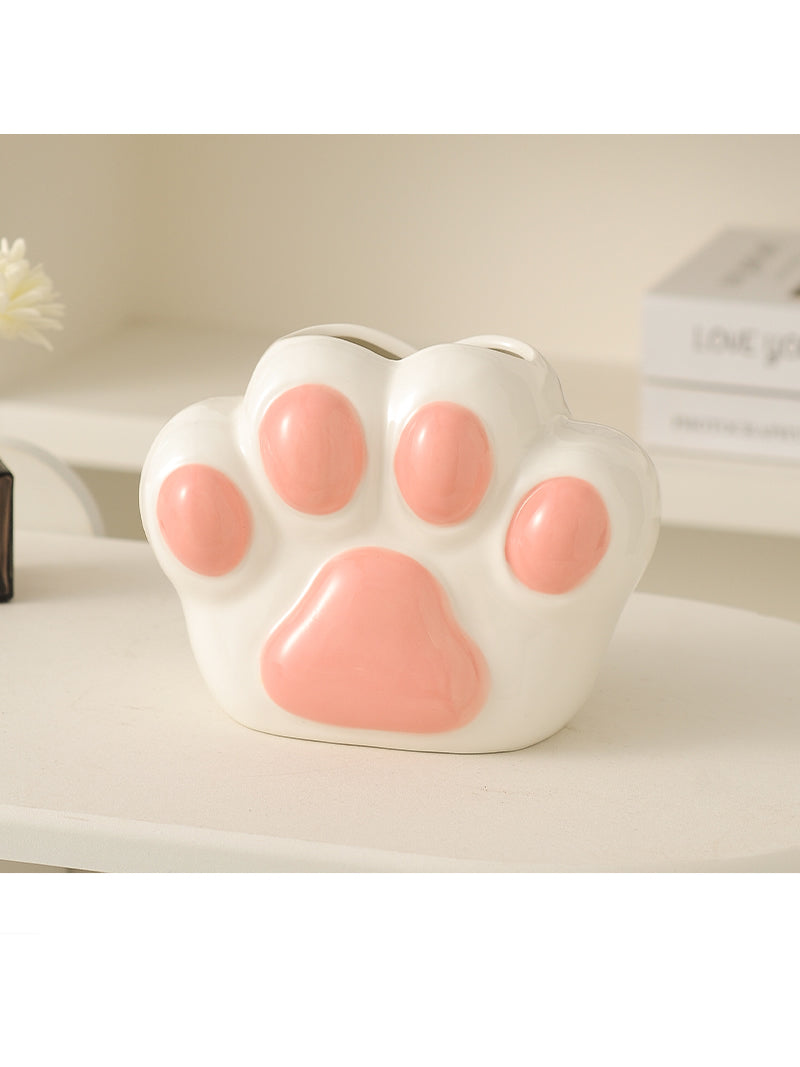 Cute Cat Paw - Shaped Ceramic Vase, Decorative Flower Holder for Home
