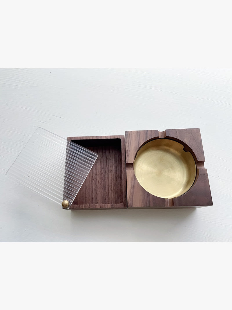 Wooden Cigarette Case with Ashtray, 2 - in - 1 Smoking Accessory Organizer