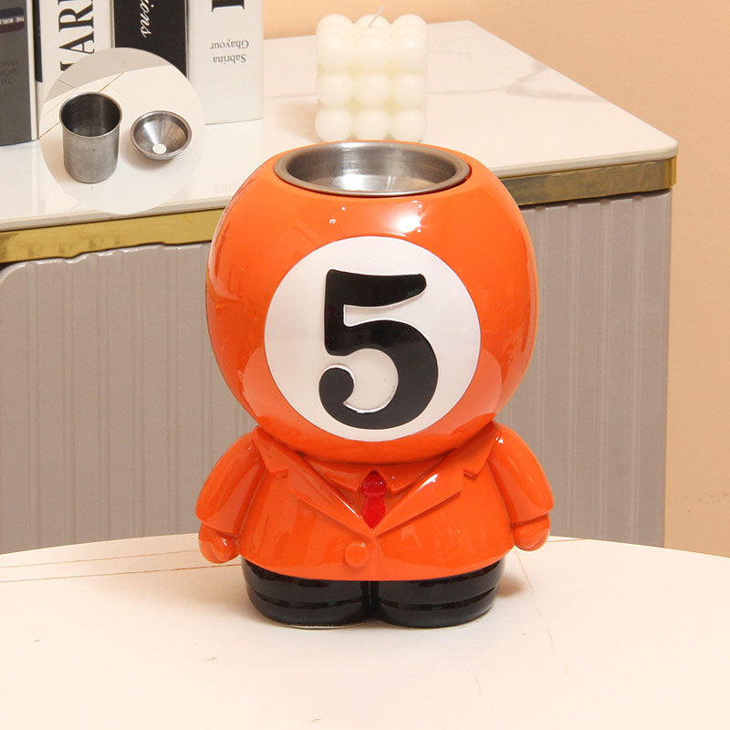 Billiard Ball - Shaped Pen Holder & Ashtray, 2 - in - 1 Desk Organizer Decor