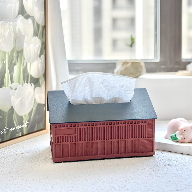 Modern Concrete House Tissue Box – Unique Cement Home Decor Tissue Holder