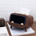 Walnut Wooden Hippo Tissue Box - Wood Tissue Holder & Phone Stand for Modern Home Decor