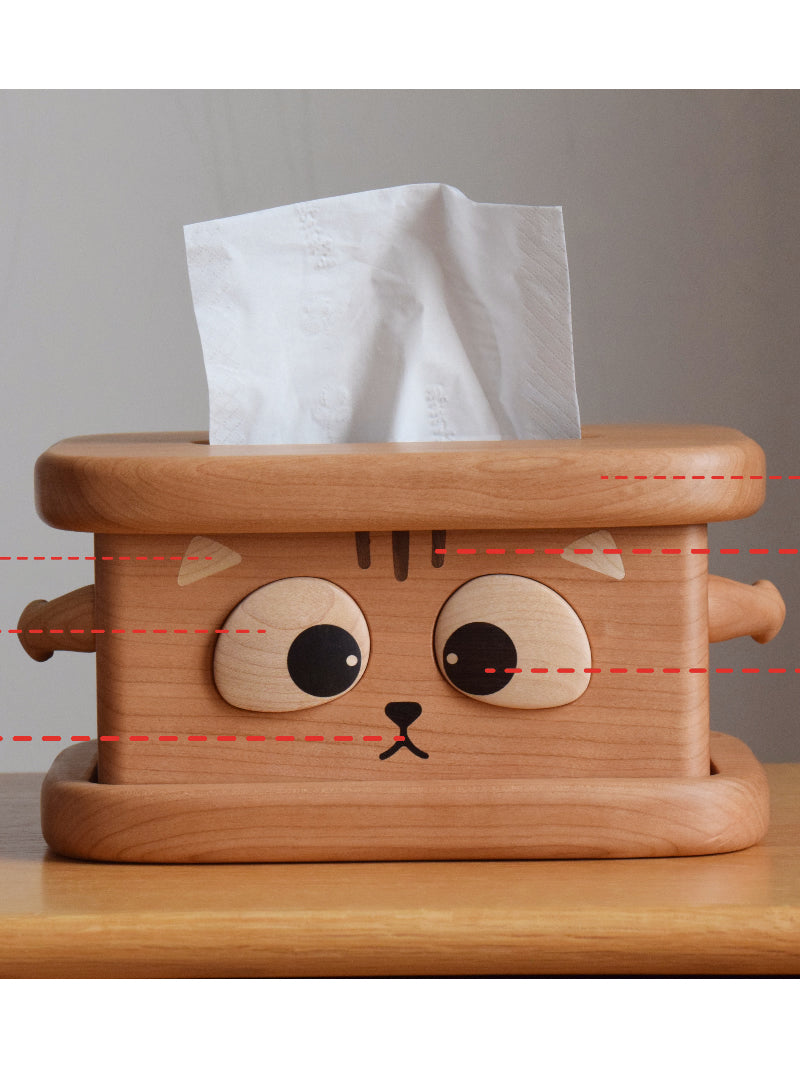 Whimsical Wooden Cat Tissue Box,for Living Room, Nursery, and Office