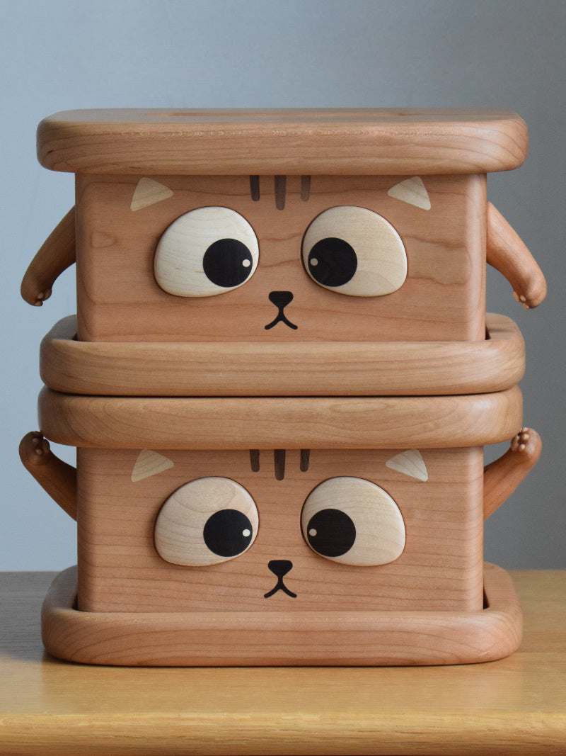 Whimsical Wooden Cat Tissue Box,for Living Room, Nursery, and Office