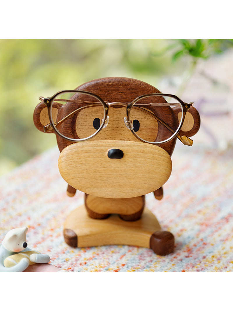 Wooden Monkey - Shaped Phone Stand, Cute Animal Cell Phone Holder for Desk