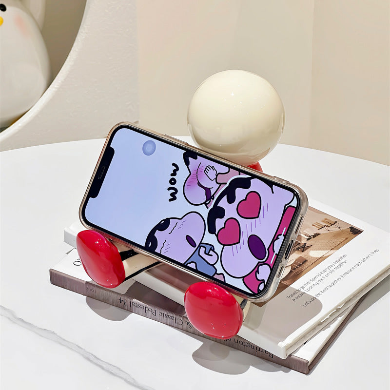 Abstract Cartoon Doll Sitting Figurine Phone Stand - Fun Home&Office Desktop Decoration Small Ornaments